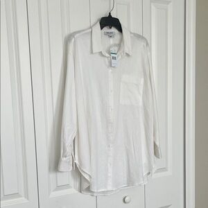Nine West Women’s White Lightweight Button-Down Shirt